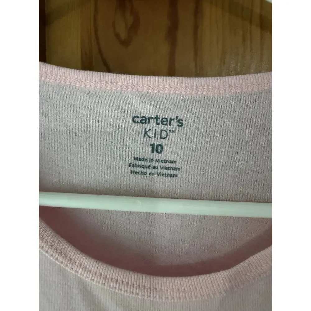 Carters Girl Light Pink & Bright Pink Set Long Sleeve Cotton Dress Size 10 NWT